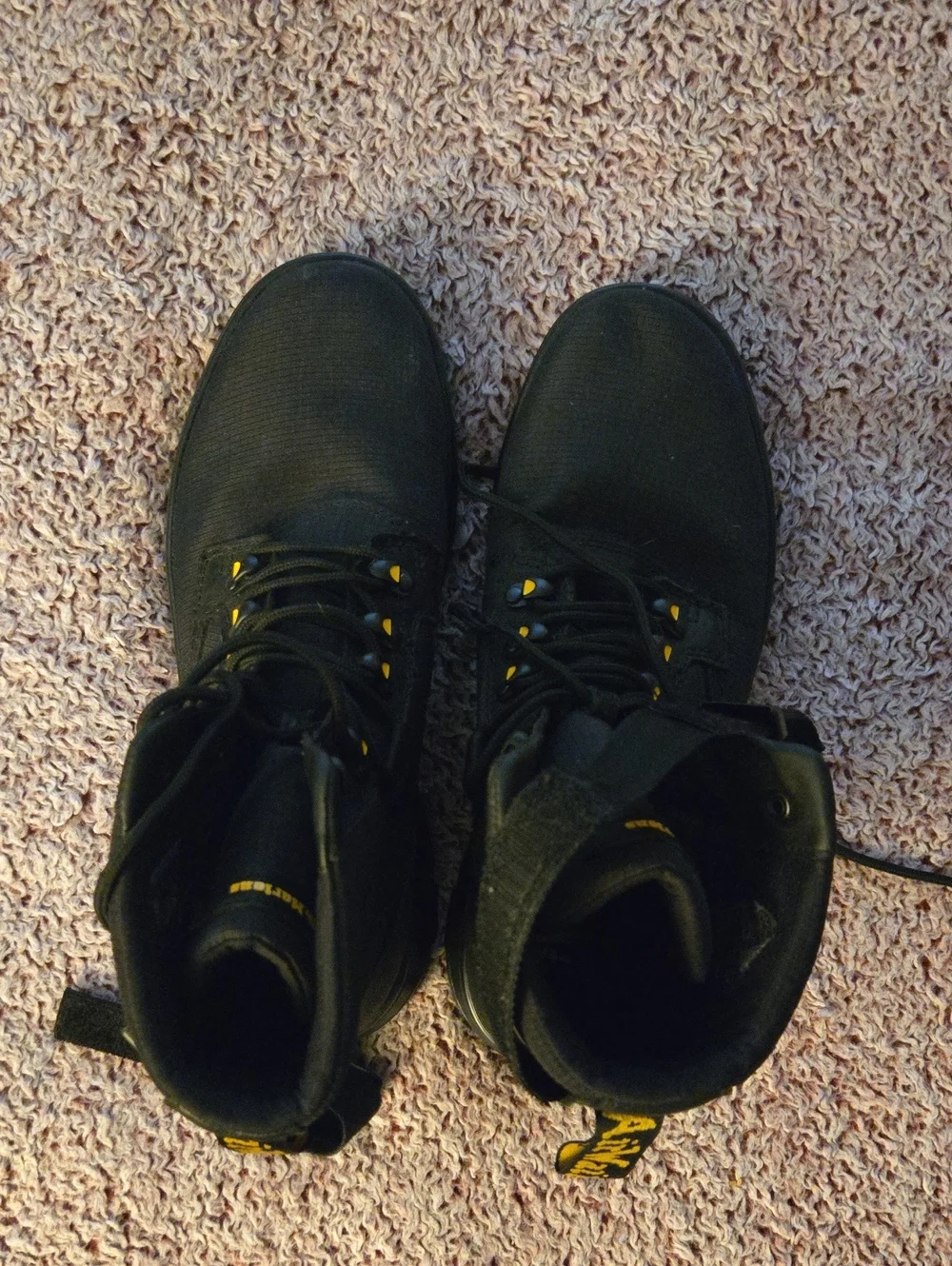 Dr. Martens Black Tactical Boots with Yellow Accents - Men's
